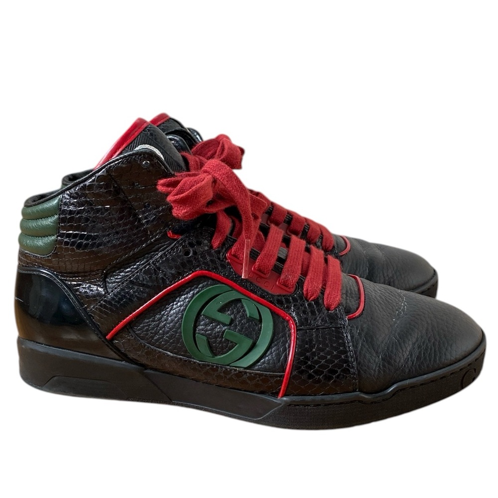Gucci Snake Skin Cobra Coda Hightop Double GG Red Bottom Sneakers Unisex 6.5/8 - Picture 2 of 13